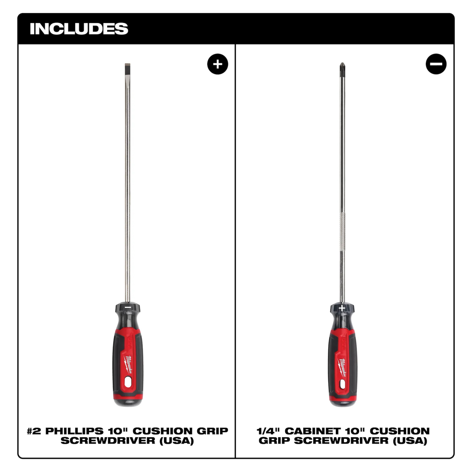 Milwaukee 2 PC. 10" Cushion Grip Screwdriver Set from Columbia Safety